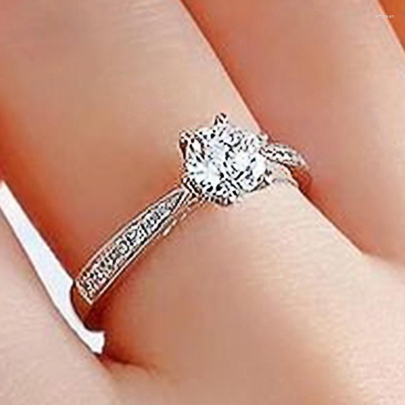 

Wedding Rings Silver Color Bisuteria Simple For Women In Micro Pave Crystal Cubic Zirconia Fashion Full Bling Engagement Wholesale