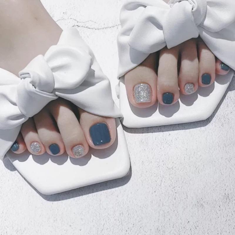 

False Nails Press On Toenails 24pcs Glossy Nail For Foot Full Cover Toe Acrylic Set Girl Wearable Toenail 2022, G7