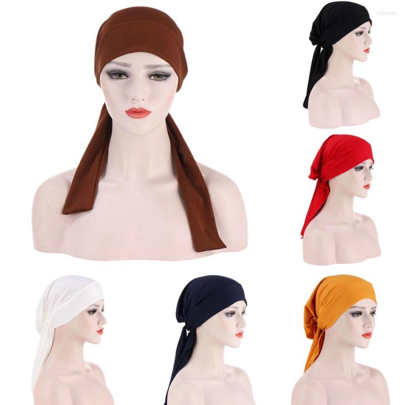 

Ethnic Clothing 2022 Women Muslim Fashion Hijab Cancer Chemo Hat Bowknot Turban Head Cover Hair Loss Scarf Wrap Pre-tied Bandanas Strech Cap