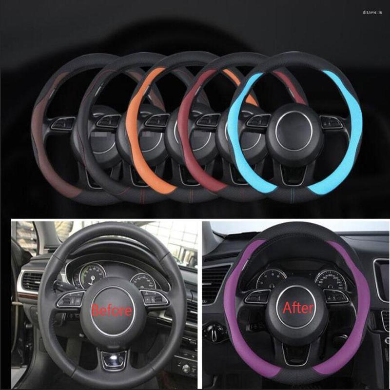 

Steering Wheel Covers Car Cover Breathable Anti Slip PU Suitable 37-38cm Auto Protective Decoration