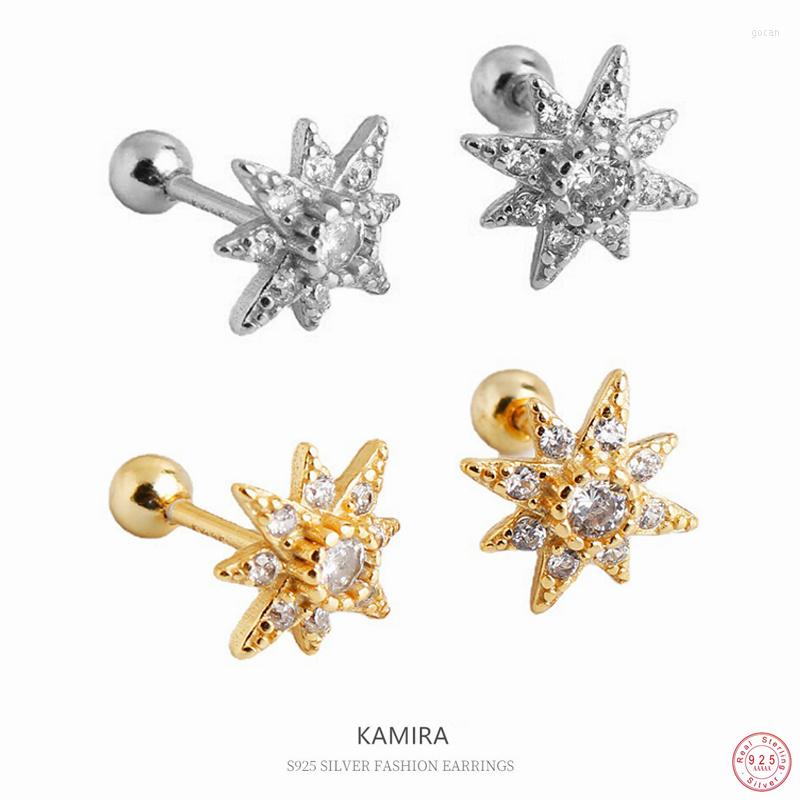 

Hoop Earrings KAMIRA Genuine 925 Sterling Silver Korean Fashion Anise Star Simple Retro Temperament Jewelry For Women's Gifts