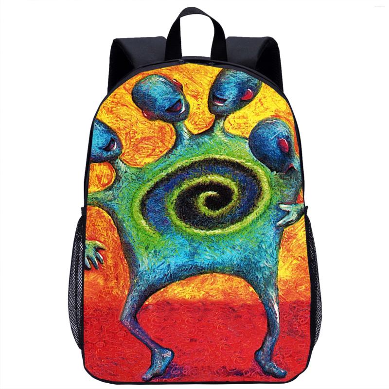 

School Bags Funny Monster Backpack Girls Boys Fashion Cool 3D Print Teenager Travel Laptop Bag 17in Children's Schoolbag