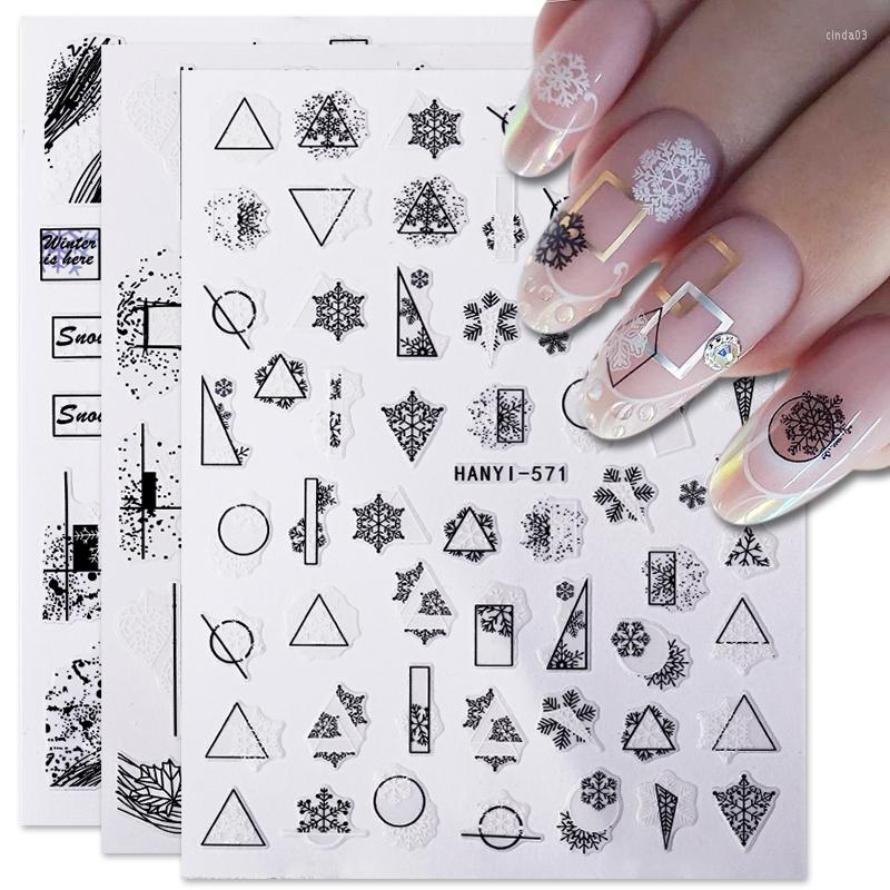 

Nail Stickers 3D Christmas For Nails Art Decoration Snowflakes Designer Foil Shiny Iridescent Gold Autumn Winter Sliders, 35