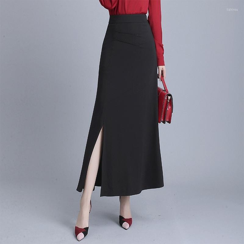 

Skirts Office Lady' Maxi Long Skirt Sexy Split High Waist Slim Plus Size 3XL Women' Party Elastic Pencil Clothing, Black