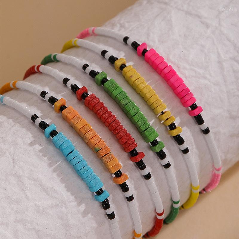 

Strand Beaded Bracelet Hand Woven Fashion Block Simplicity Versatile Geometry Bohemia Adjustable Rice Ball