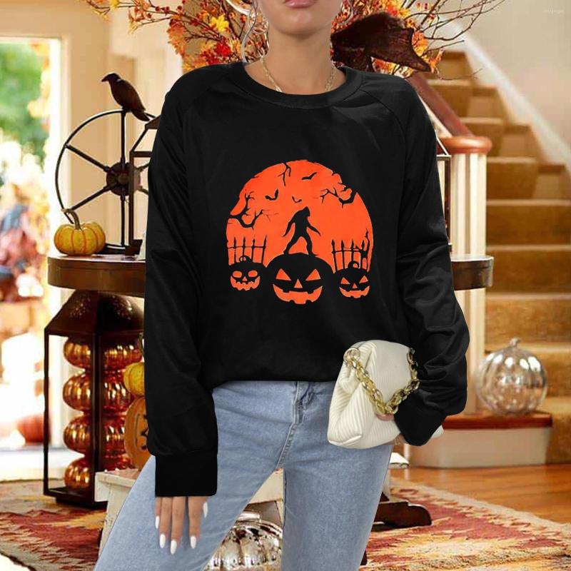 

Women' T Shirts Cotton Sweater Women Halloween Print Lady Loose Full Tshirt Round Neck Fit Pullover Tops Casual Long Active Womens, Gn