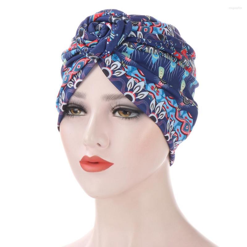 

Ethnic Clothing Donut Turban Caps For Women Islamic Cotton Printed Headscarf Hat Female Headband Turbans Muslim Cap Headwraps Chemo