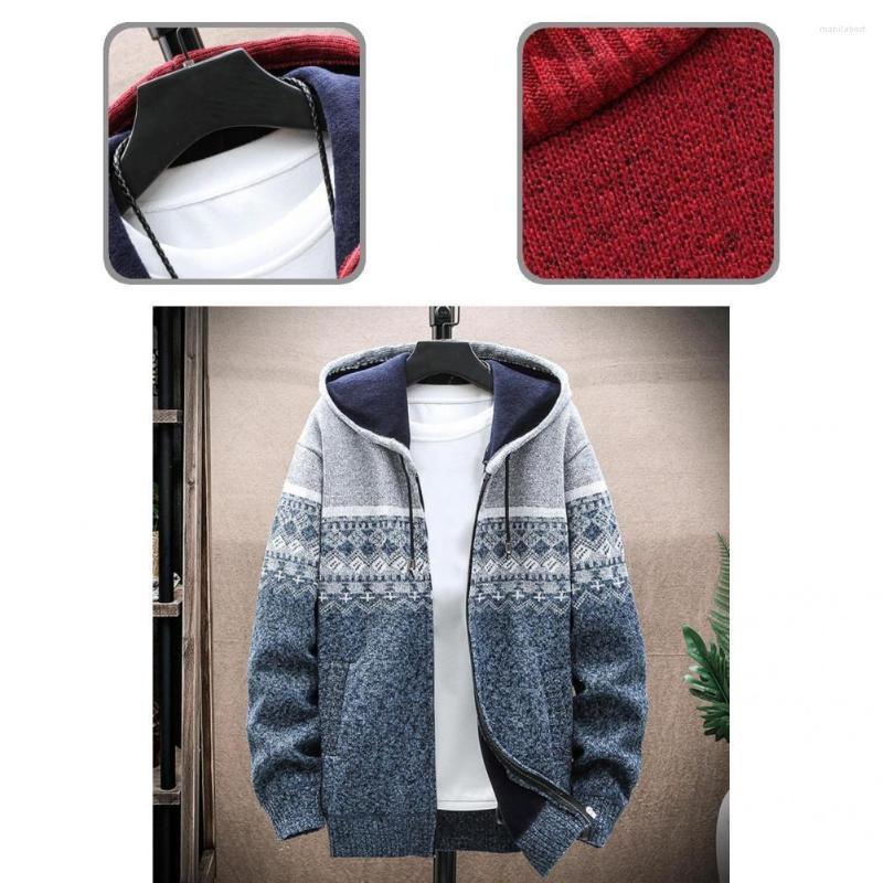 

Men's Jackets Streetwear Casual Color Block Drawstring Plush Cardigan Sweater Comfortable Men Jacket Thicken For Outdoor, Dark gray