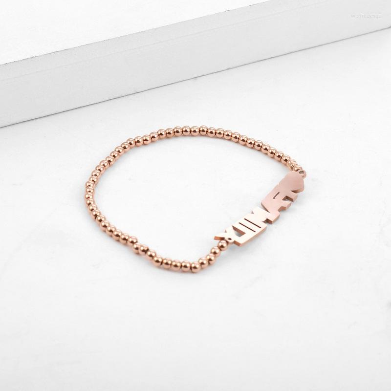 

Charm Bracelets Stylish Stainless Steel Letter Plated Rose Gold Bracelet For Ladies