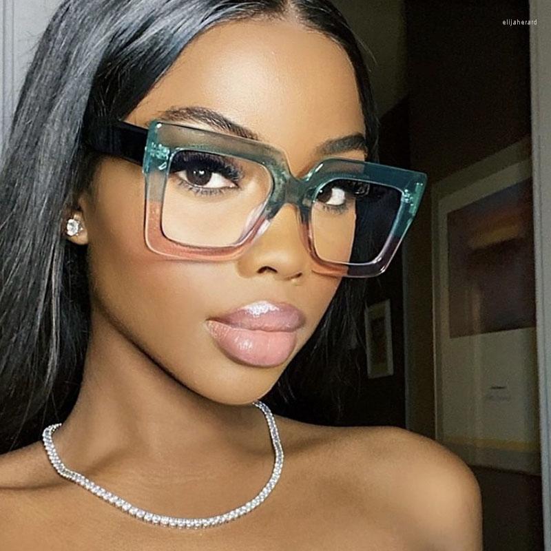 

Sunglasses Frames 2022 Vintage Fashion Eyewear Eyeglasses Frame For Women Men Clear Glasses Square Large Simple Flat Lens Female