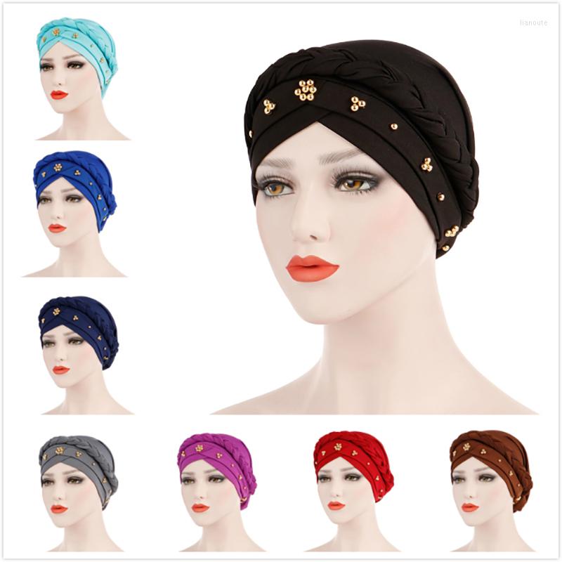 

Ethnic Clothing 2022 African Turbans For Women Hair Turban Muslim Fashion Hat Head Wrap Islamic Hijab Jersey Beads Chemo Cap Bonnet Woman