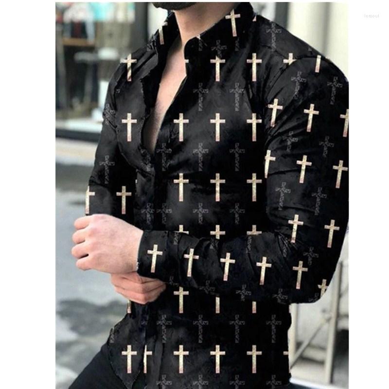 

Men' Casual Shirts 2022 Spring Autumn Men Fashion Turn-down Collar Buttoned Shirt Men' Digital Printing Long Sleeve Tops Streetwear, 965