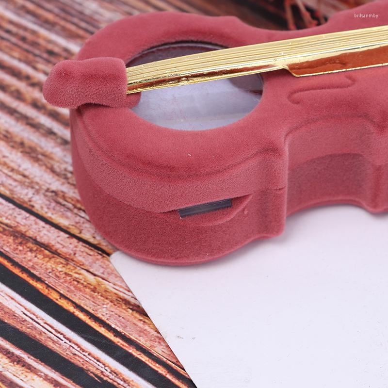 

Jewelry Pouches Gift Velvet Violin Shape Box Earring Pendant Ring Locket Necklace Case 14.5 9.5cm