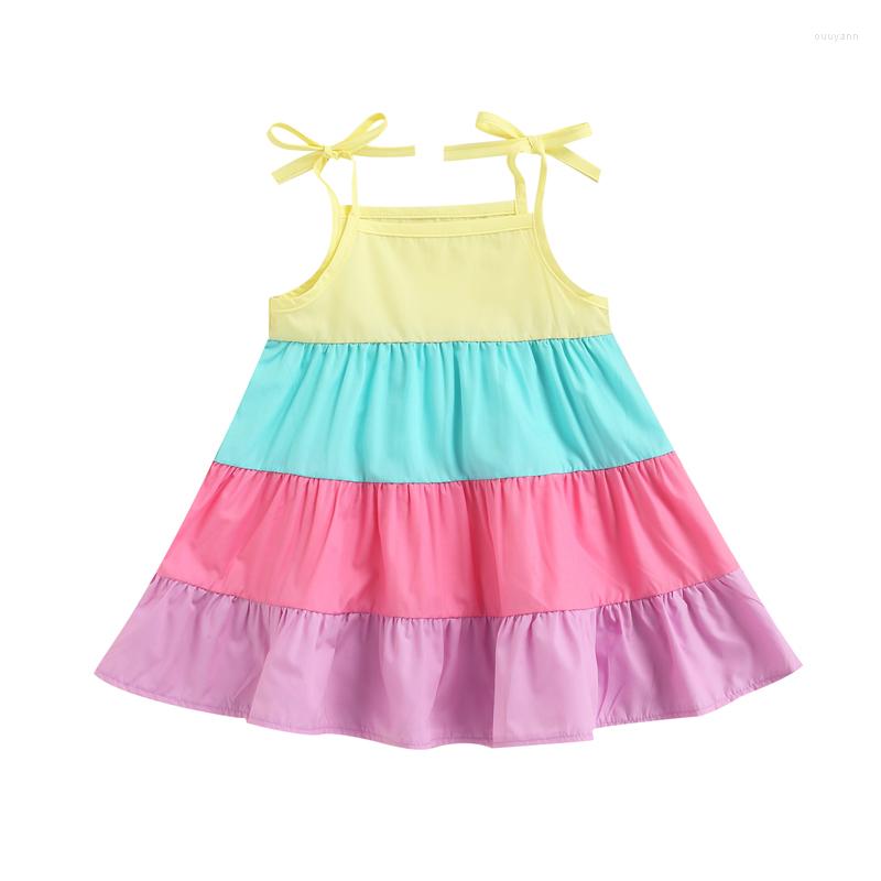 

Girl Dresses 0-3Y Cute Infant Kids Baby Sleeveless Rainbow Striped Strap Boho Summer Dress Outfits Clothes, Picture shown