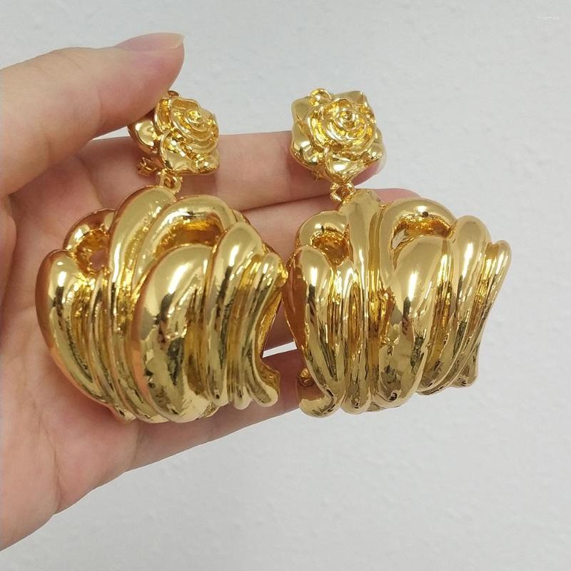 

Hoop Earrings Dubai Large Party Earring 18k Gold Plated Fashion Trend Jewelry African Nigerian Women