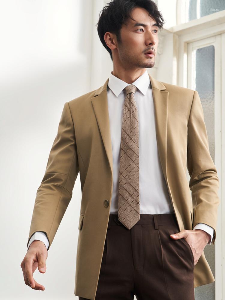

Men's Suits Blazer For Men 60% Cotton Single One Button Khaki Slim Fit Suit Jackets Fashion Businessman Wear Leisure Young Boy Clothing, Blazer only