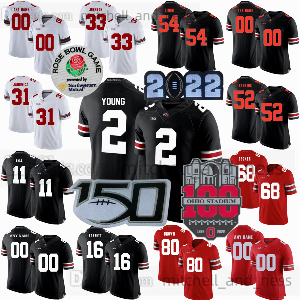 

Custom S-6XL NCAA Ohio State Buckeyes Football Jersey 2 Chase Young 33 Jack Sawyer 7 C.J. Stroud 11 Jaxon Smith-Njigba 5 Garrett Wilson TreVeyon Henderson men Youth women, Add 100th patch