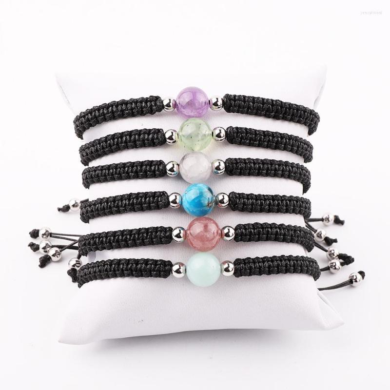 

Strand Design Natural Stone 10mm Gemstone Beads Cord Macrame Bracelet For Women Men Jewelry Gift