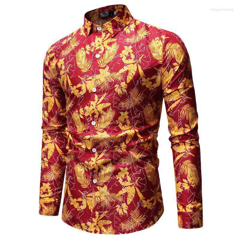 

Men' Casual Shirts Men Print Beach Shirt Long Sleeve Summer Style Male Fashion Clothes Chemise Asian Size 3XL Drop, Black
