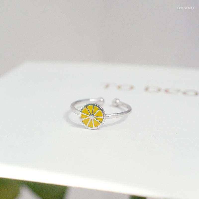 

Wedding Rings Simple Cute Fruit Lemon Shape Adjustable Ring For Girls Student Kid Creative Style Fashion Jewelry
