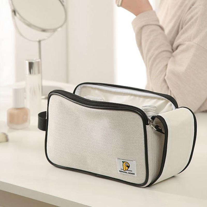 

Cosmetic Bags Multi-function Storage Bag Portable Wavy Pattern Canvas Beauty Large Capacity Fashion Desktop Organizer For Weekend Vacation, Picture shown