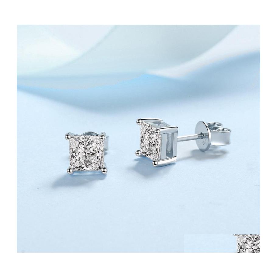 

Stud Princess Cut 2Ct Diamond Test Passed Rhodium Plated 925 Sier D Color Earrings Jewelry Couple Gift 220211 Drop Delivery Dhucy