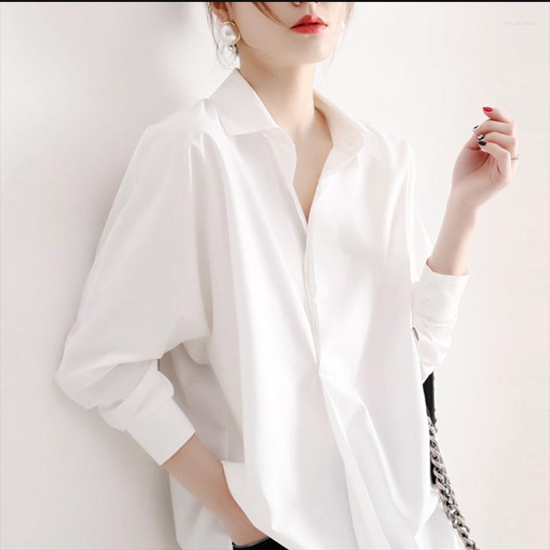 

Women' Blouses Women' Oversize Blouse 2022 Spring Summer Loose Basic Blusas Tops Korean Long Sleeve Vintage Fashion Shirts White/Black