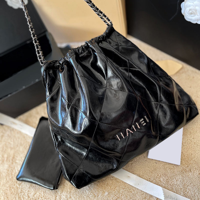 

Womens Green/Black/White/Silver 22 Shopping Bag Aged-silver Metakl Hardware Matelasse Chain Shoulder Handbags With Coin Charm Wallet Pouch Large Capacity Purse 34CM, Box