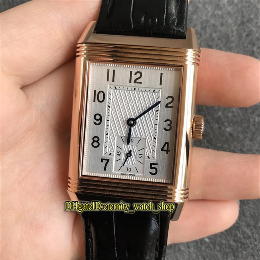 

MGF Reverso Flip on both sides Dual time zone 2702421 White Dial Cal 854A 2 Mechanical Hand-winding Mens Watch Rose Gold Watches e238H, Box