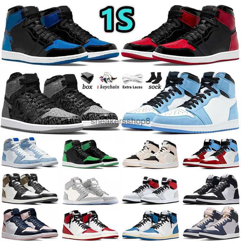 

mens 1 1s rebellionaire basketball shoes top jumpman High Bred Patent Royal Blue Georgetown Fragment Military Cactus Jack men women sports, B11 36-46 patent royal blue