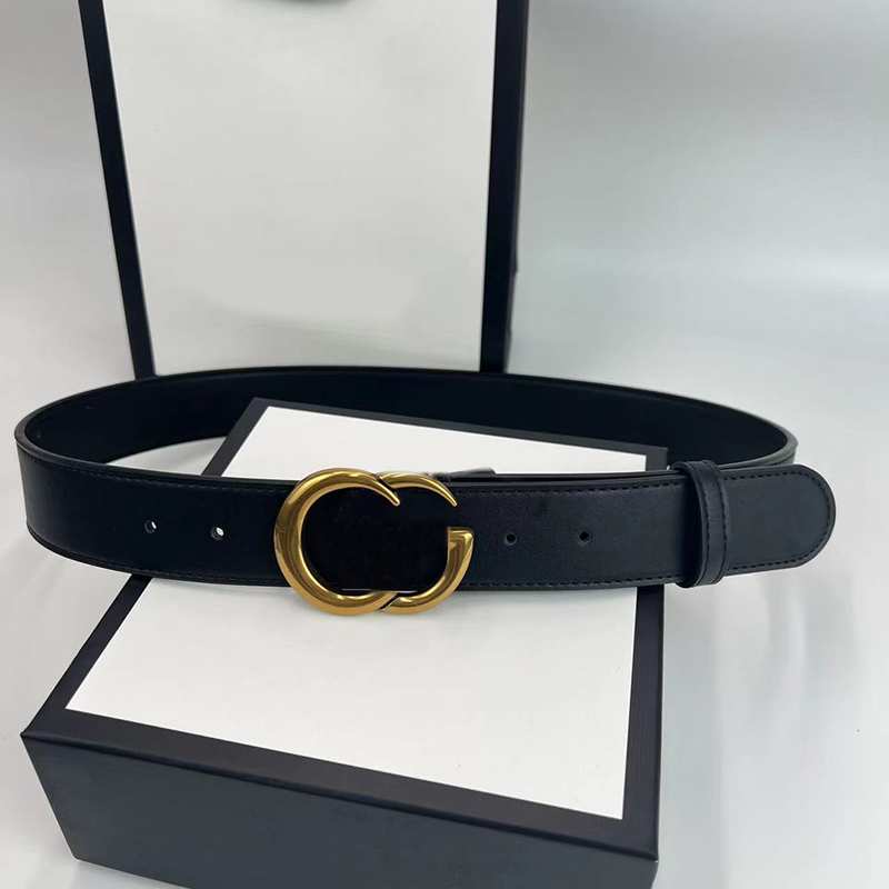 

Designer Belt Luxury Womens Mens Belts Fashion Classical Bronze Big Smooth Golden Silver Buckle Genuine Leather Waistband 3.8cm Black Color