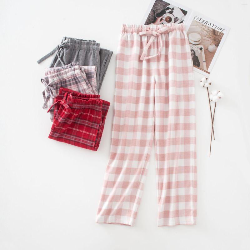 

Women' Sleepwear 2022 Autumn Winter Women Cotton Sleep Bottoms Female Thick Warm Night Trousers Ladies Casual Plaid Home Pants -XL