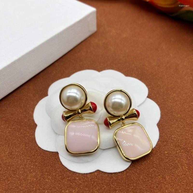 

Stud Earrings Retro Female Superior Design Gold-plated Drop Glaze Medieval French Style Cool Touch Color Sweet