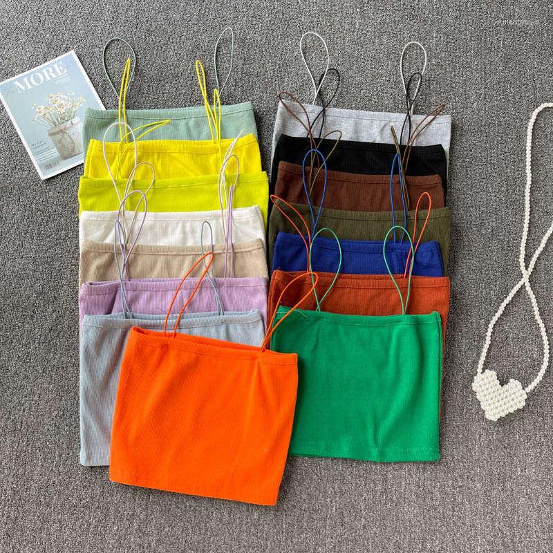 

Women's Tanks Streetwear Girls Style Candy-Colors Camisole Women Slim Sexy Bodycon Short Corset Top Beach Summer Clothes For C8076, Caramel colour tops