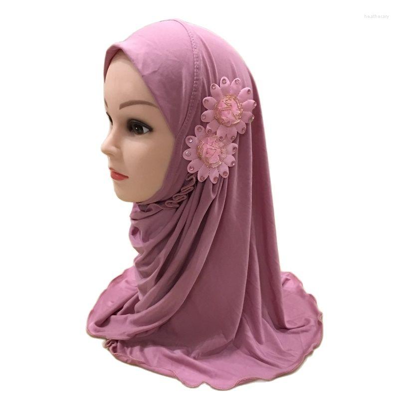 

Ethnic Clothing H081 Beautiful Small Girl Al Amira Hijab With Flowers Fit 2-7 Years Old Muslim Kids Pull On Islamic Scarf Headscarf