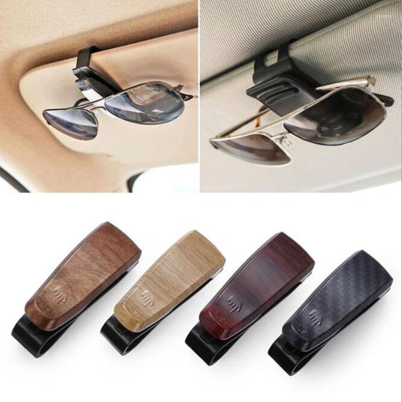 

Interior Accessories Fashion Eyeglasses Holder Wood Grain Glasses Case Car-styling Sun Visor Sunglasses Clamp Auto Fastener Clip