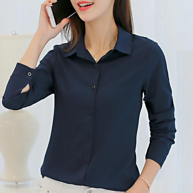 

Women' Blouses Blusas Mujer De Moda 2022 Blouse Women Long Sleeve Chiffon Shirt Shirts Turn Down Collar Office Tops A421, Pink