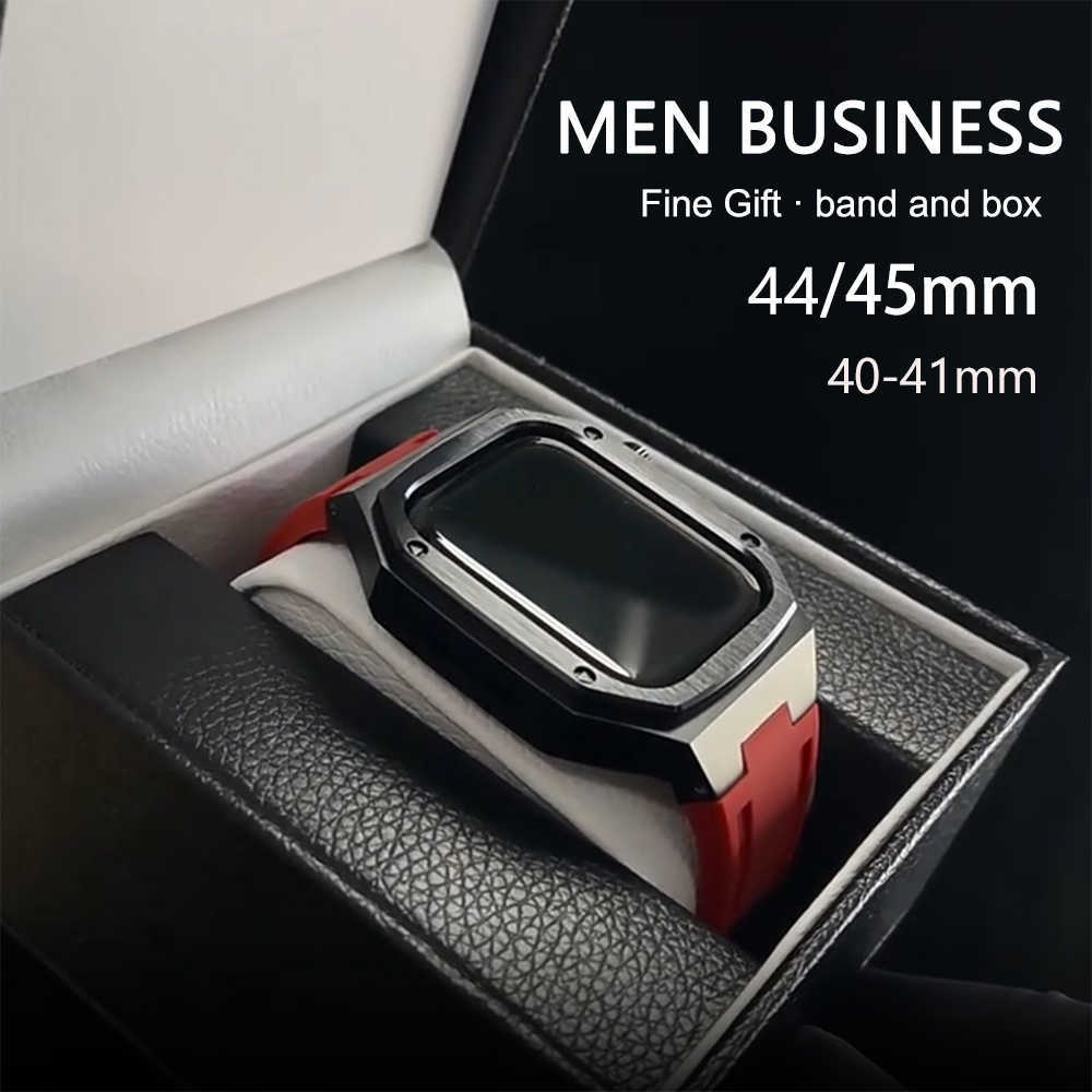 

Watch Bands Metal Case for Apple Watch Bracelet 44mm 45mm Band Silicone Belt for Iwatch 6 SE 7 5 Stainless Steel Strap Business 40mm 41mm T221213