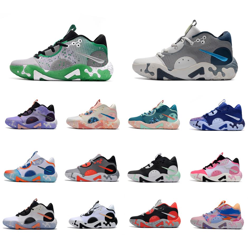 

Mens Paul George basketball shoes PG 6 VI White Green Cool Grey Pink Black Red Blue Halloween Womens youth kids sneakers tennis, Black silver