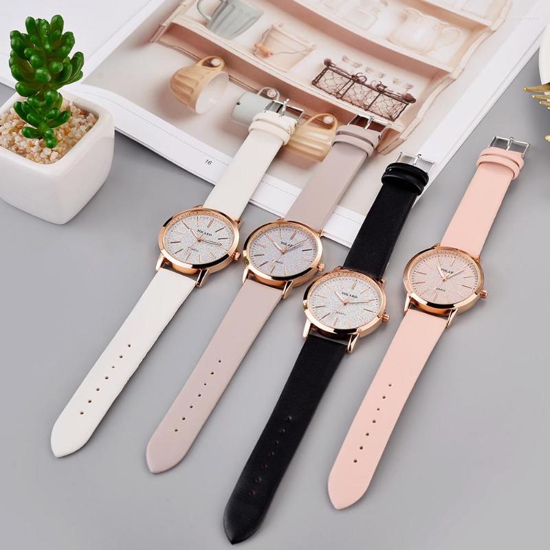 

Wristwatches Top Brand Women's Watch Leather Rose Gold Dress Female Clock Luxury Design Women Watches Simple Fashion Ladies