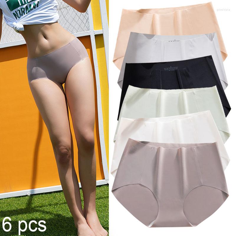 

Women's Panties 6PCS Ice Silk Women's Underwear Seamless Sports Sexy Briefs Skin Friendly Soft Stretch Hip Lift