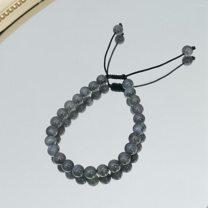 

Strand Lii Ji Real Stone Gray Bracelet Labradorite Friendship 15-23cm Women Men