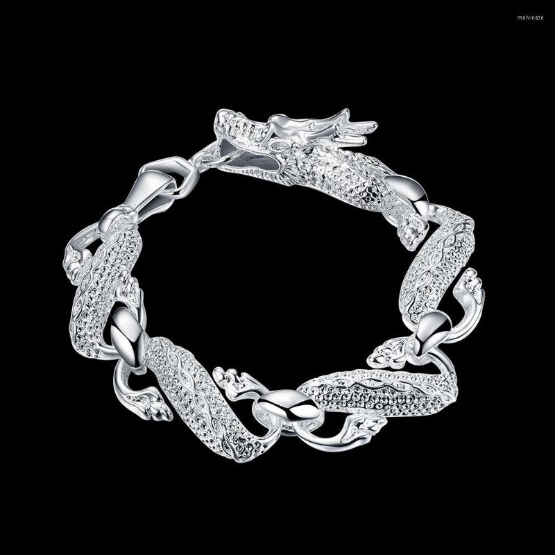 

Link Bracelets Charm 925 Stamp Silver Color For Man Domineering Big Dragon Chain Lady Wedding Party Christmas Gifts Fashion Jewelry