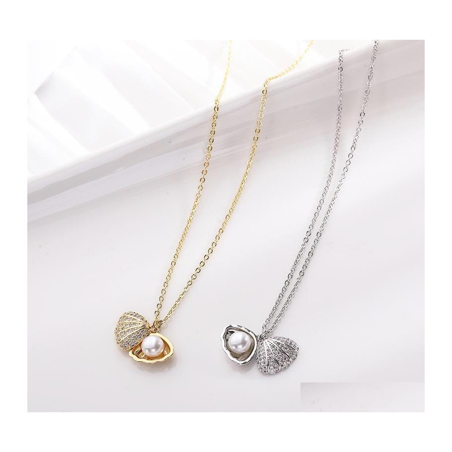 

Pendant Necklaces Zircon Shell Necklace For Women Gold Sier Color Chain Choker Baroque Charm Dangle Femme Jewelry Friend Gifts 3370 Otsef