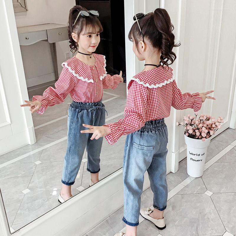 

Clothing Sets 2022 Spring Autumn Shirt Pants Baby Child Girl Suit 2 Pieces Fashion Girls Children's Clothes Outfits D549, Red