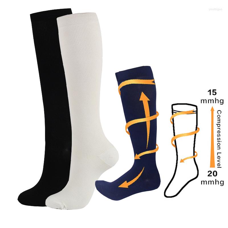 

Men's Socks 4 Pairs Compression Unisex Rofessional Breathable Travel Activities Running Knee High Leg Support Stretch Pressure, White