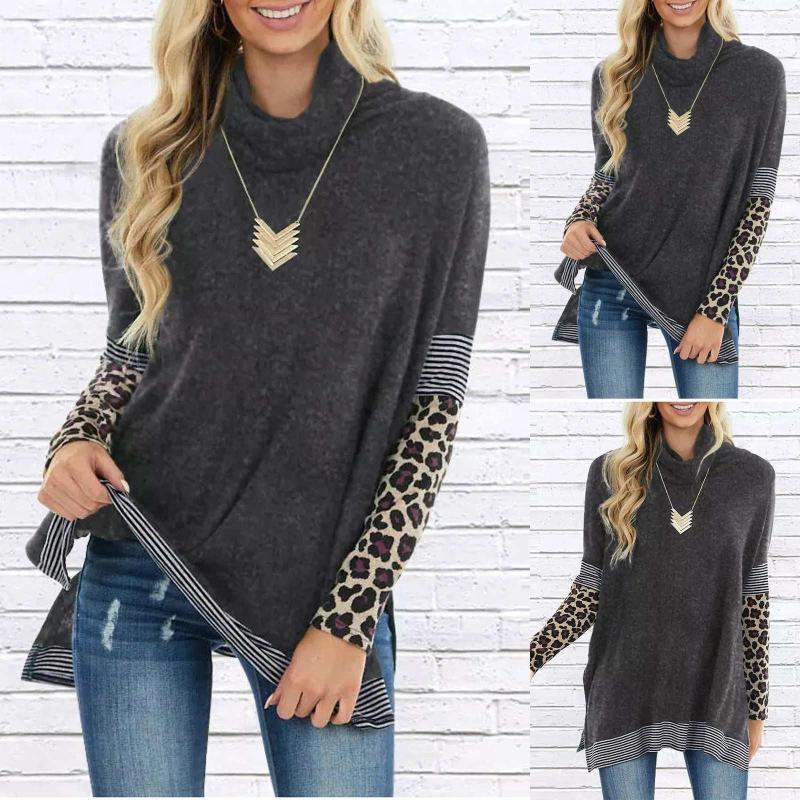 

Men' T Shirts Women' Fashion Solid Colour Loose Long Sleeve Half Turtleneck Top T-Shirt Playera Tee Shirt Femme, Gray