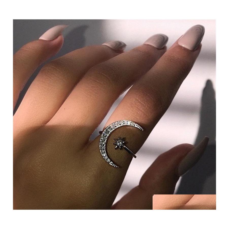 

Band Rings Crescent Ring Fashion Star And Moon National Wind Index Finger Open 966 Q2 Drop Delivery Jewelry Otgll