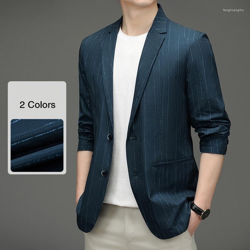 

Men's Suits Mens Spring Single Layer Fashion Striped Casual Classic Blazer Jackets 2022 Male Quality Business Slim Fit Suit Coats, Black