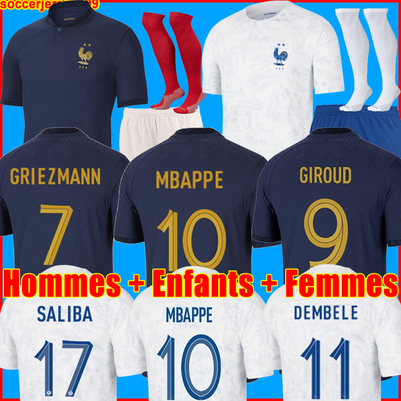 

french soccer jerseys 22 23 MBAPPE GRIEZMANN 2022 world cup GIROUD PAVARO HERNANDEZ DEMBELE equipement Maillot de foot football shirt Men kids kit Set, 2022 men home + patch2